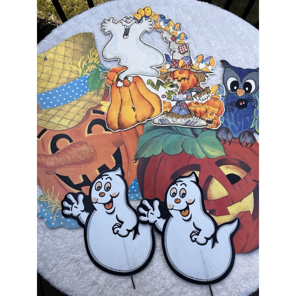 Vintage Halloween Die Cut Decorations Eureka Hallmark Ghost Yard Stakes Lot of 6 - Picture 2 of 14